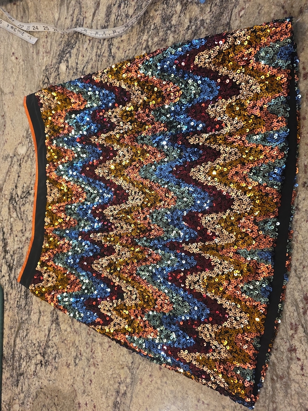 Anthropologie Multicolor Sequin Zigzag Mini Skirt